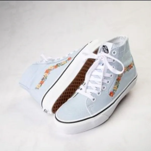 Vans Women's Light Blue Floral High-Top Sneakers - Picture 2 of 2